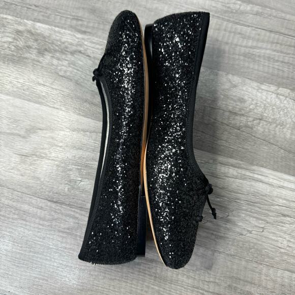 Kate Spade New York Honey Glitter Ballet Flats Black Bow Size 8 - Picture 3 of 8